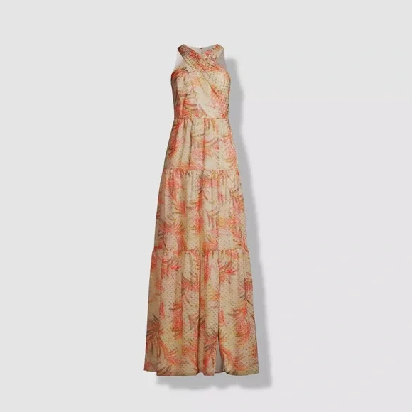 green emerald velvet dress Neon Coral Maxi Dress With Aztec Top – Saved by the Dress main image 1